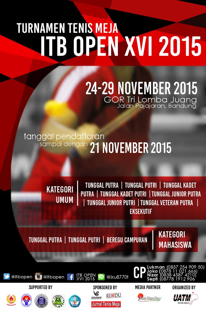 Shared message via UberSocial <a href="/itbopen/">ITB Open XVIII 2018</a>:

@TenisMejaUsadaftar ya! 

--
shared via UberSocial ubersocial.com