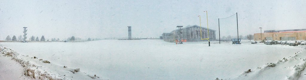 Broncos's tweet photo. 🌨 and 💨 at #UCHTC https://t.co/9LGOvfpW5Q