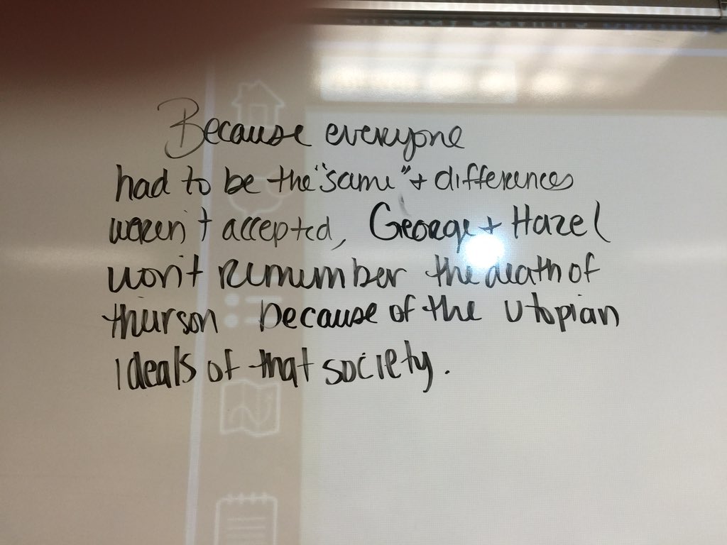 TJHS1380's tweet photo. Today's discussion: theme! #harrisonbergeron #th308 https://t.co/gRTBcJeua8