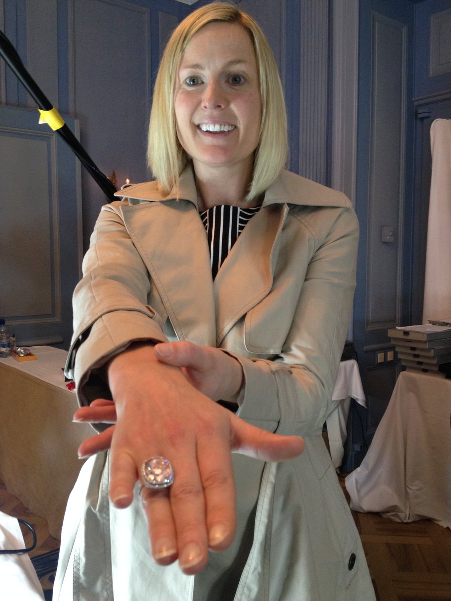 LuxLifeTV's tweet photo. The Luxury Lifestyle Show’s Series Producer @price_sian wearing a rather over-the-top diamond. #luxury https://t.co/plqPTCyxTl