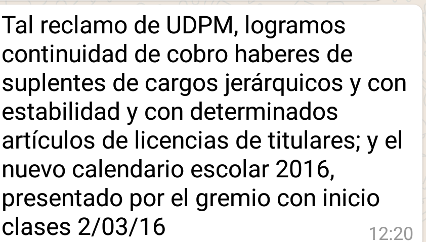 La UDPM con buenas noticias siempre...  ie  <a href="/mariluleverberg/">Stella M Leverberg</a>!