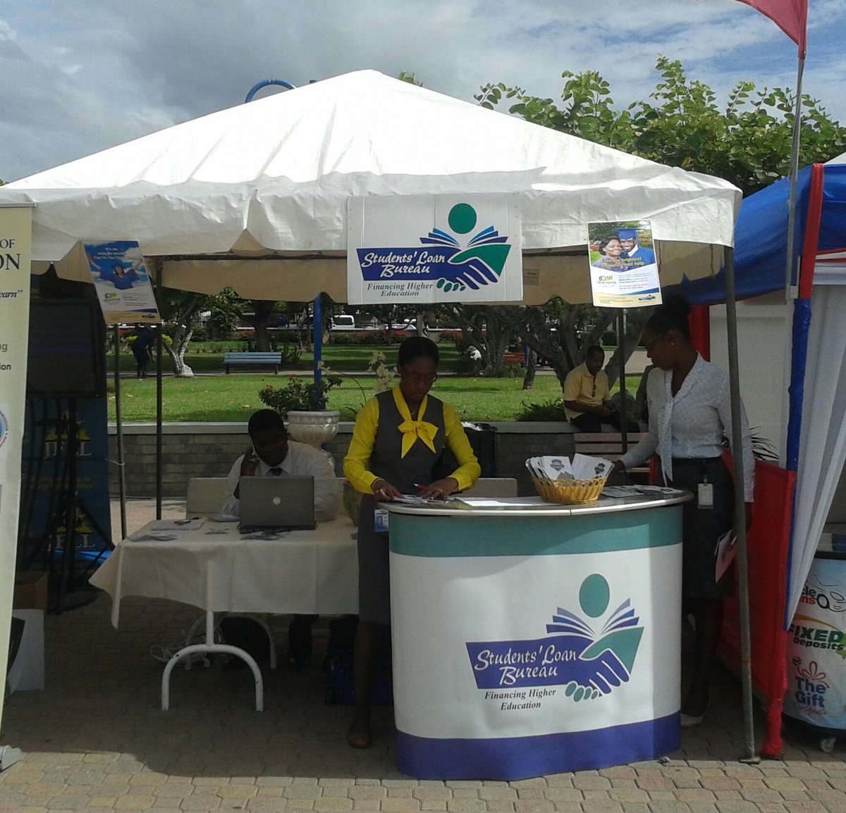 MOFJamaica's tweet photo. Are you considering a tertiary education? @slbja is also here. Find out about loans & grants. #CSW2015 https://t.co/tFwCx9VlMU
