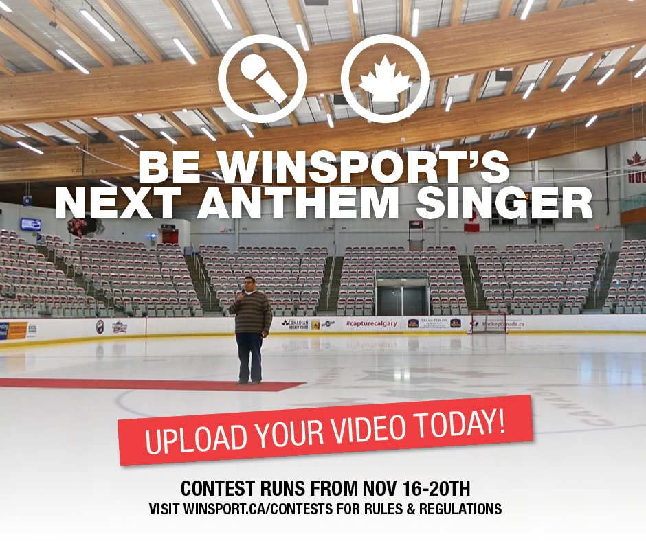 WinSportCanada's tweet photo. We are looking for our official anthem singer. Let's hear you belt it out! Details:  https://t.co/lPpFHlLzLU https://t.co/TyWwscvNyn