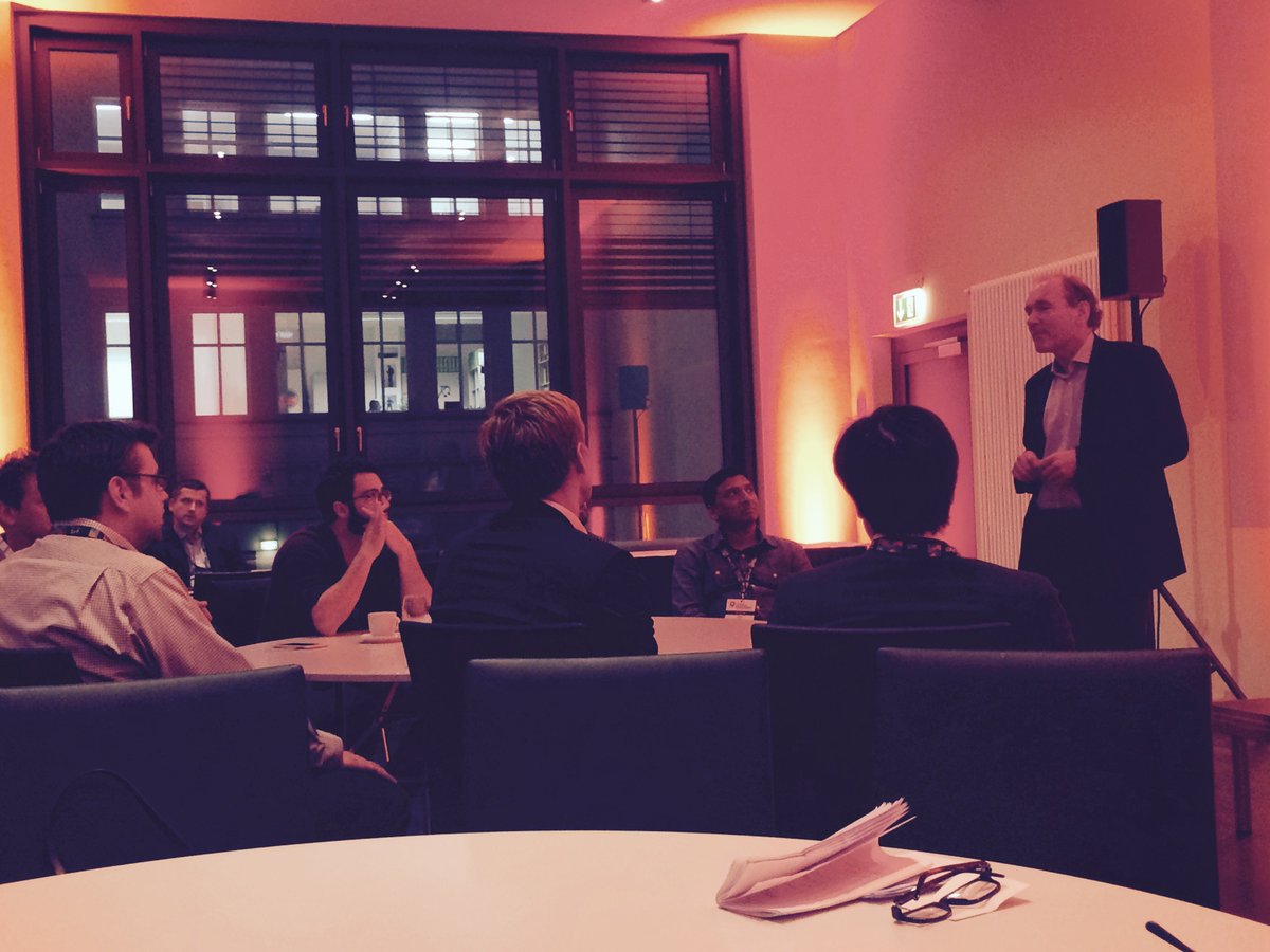 walkerian's tweet photo. And sir @timberners_lee addressing the startups at #startpathsummit! Unreal to meet him in person! https://t.co/VbvaNgLErf