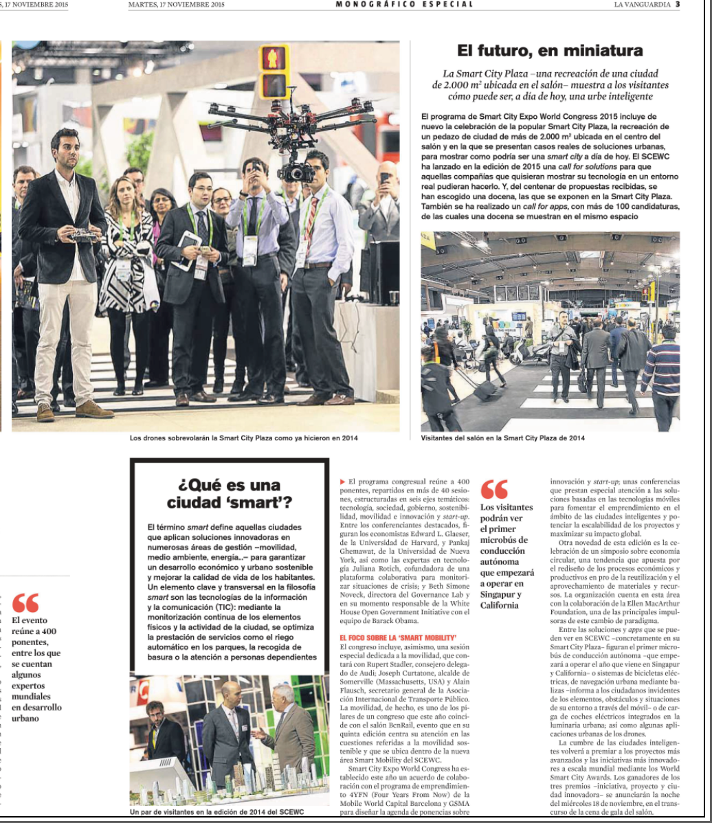 SmartCityexpo's tweet photo. RT @octocamvision: en @LaVanguardia con motivo de la celebración de la #SCEWC15 #Drones #Octocamvision #aerialvideo https://t.co/sn2JNOtQ47