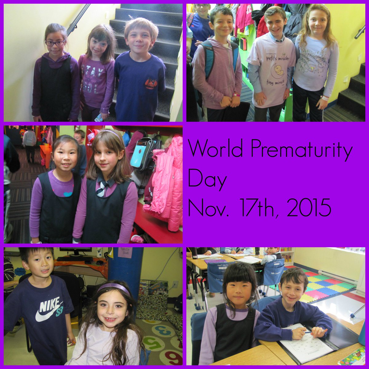 KellsElementary's tweet photo. Kells wears purple to raise $ for the #tinymiraclefund @JewishGeneralHospital on #worldprematurityday #Kellsproud https://t.co/5znR1WVPNb