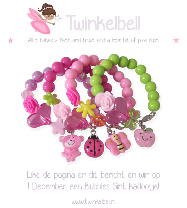 Win een Bubbles kinderarmbandje als Sint kadootje. Like de Twinkelbell pagina en doe mee facebook.com/twinkelbellkin…