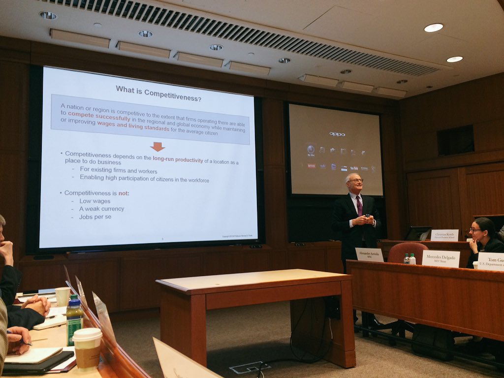 albertopezzi's tweet photo. What is #competitiveness? A remind from the leading authority on topic  @MichaelEPorter at US-EU #cluster workshop https://t.co/zkWgZUCPeP