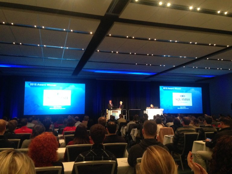 BigHarv10's tweet photo. A full house at the Esri user conference in Vancouver awards Squamish with excellence in their use of GIS technology https://t.co/egr3AaBNEO
