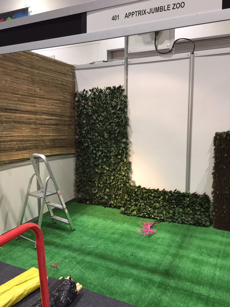 AppTrixLtd's tweet photo. Setting up our stand for #AppsWorld tomorrow. Come visit us at 401 to hear more about our new app game #jumblezoo https://t.co/9kkMH98oaT