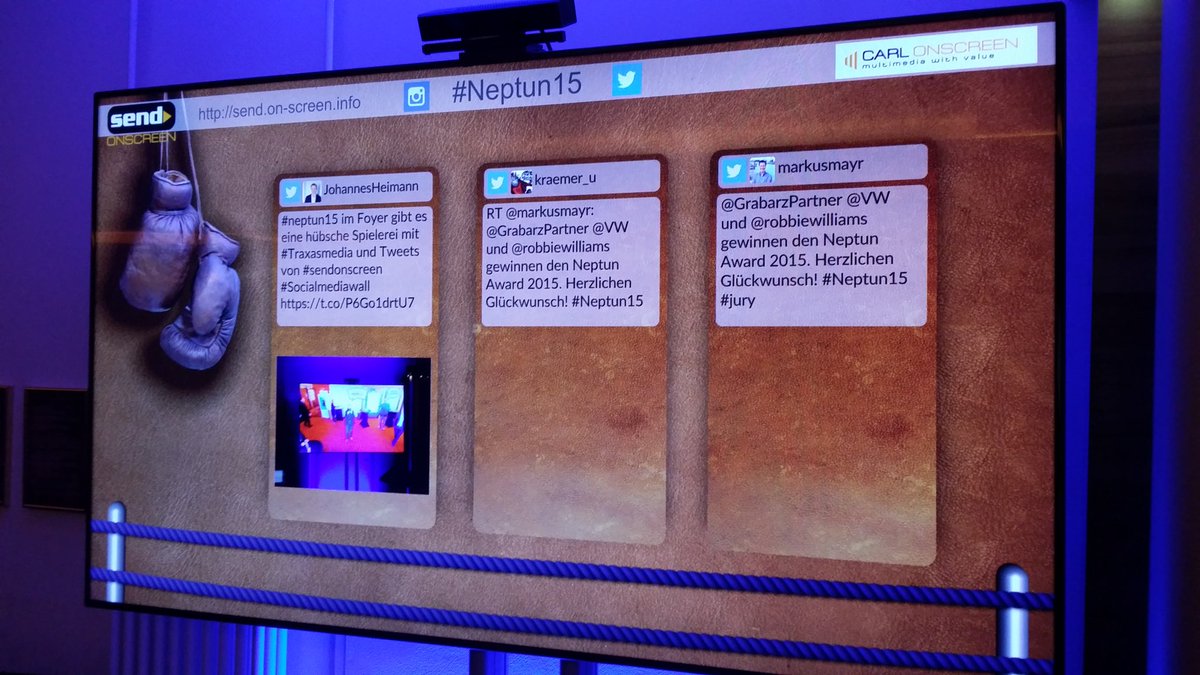 eklaus's tweet photo. Coole Social Media Wall im Foyer zu den Neptun Awards 2015 :-) #Neptun15 #HH #Hamburg #Marketing #hhatwork https://t.co/5Cmwwi69zO