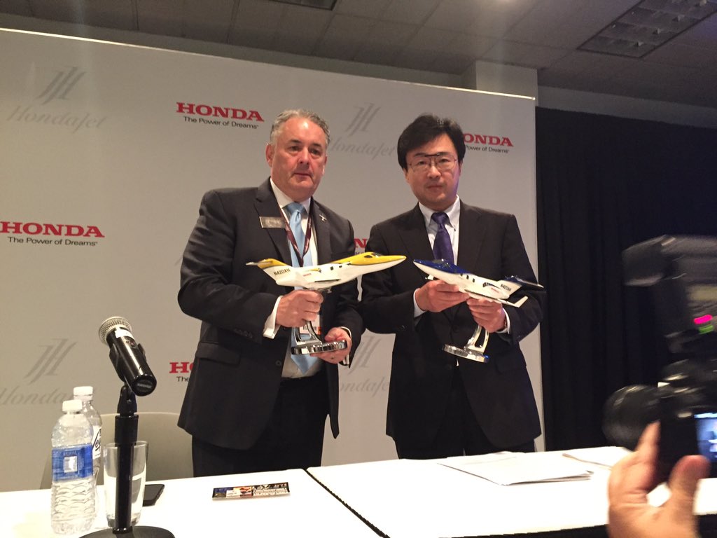 markmennie's tweet photo. "Air-medical configurations are being considered for our new Jet" #Honda CEO Michimasa Fujino #NBAA15 #aams #amtc15 https://t.co/yj5GfzW5v3