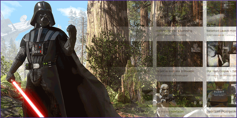Twitch's tweet photo. "I have you now!" 

#StarWarsBattlefront officially released today. Find all streams on 🌌 https://t.co/euCxgBGrCt https://t.co/qjGNM0WwgW