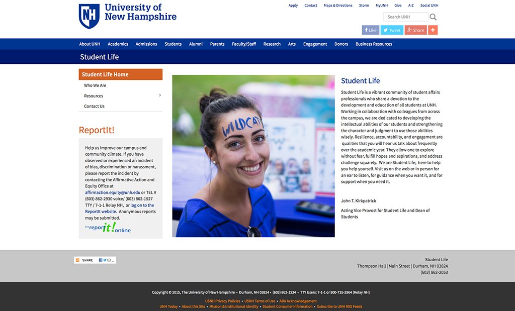 The new UNH Student Life website has launched. unh.edu/student-life
#UNHWebMobile