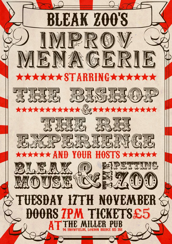 If only there was somewhere indoors with drinks, <a href="/PettingZooImpro/">The Petting Zoo</a> <a href="/therhexperience/">The RH Experience</a> <a href="/BishopImprov/">The Bishop</a>... <a href="/themillerpub/">The Miller Pub</a>!