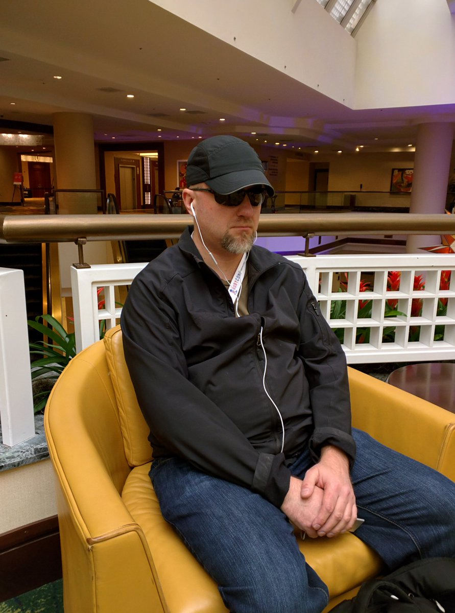 cczona's tweet photo. Coolest cat at #rubyconf2015 @geeksam dresses like a cat burglar. Sauve as Cary Grant. Duct tape in his back pocket. https://t.co/AcIIASkDkX
