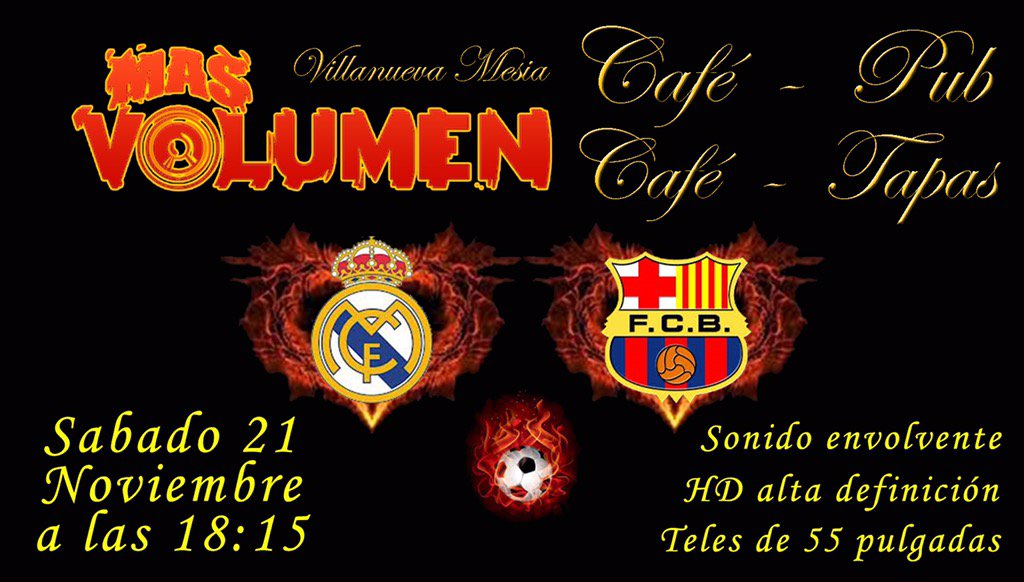 PubMasVolumen's tweet photo. Y sabado....
El partidazo Madrid Barcelona
Mas Volumen https://t.co/cSAFNvfw4N
