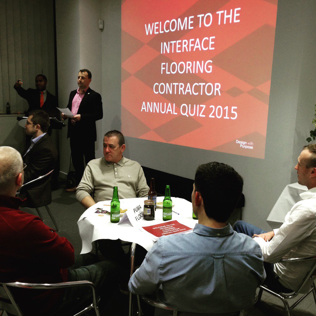 The Annual Interface Flooring Contractor Quiz raising money for charity #skcin with quizmaster @TonyInterface