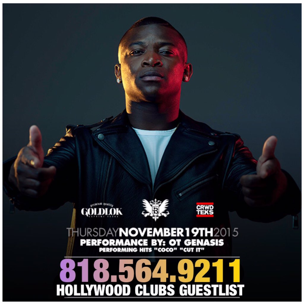 HollywoodClubss's tweet photo. @otgenasis performing his hit records "COCO" &amp; "Cut It" this Thursday inside @TheBelascoLA  To RSVP txt #8185649211 https://t.co/bsGbWIEroX