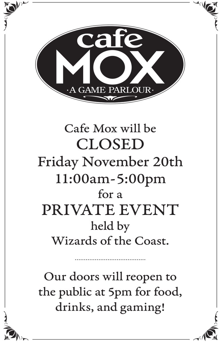 Tomorrow, Friday 11/20, we'll be closed to the public 11am-5pm