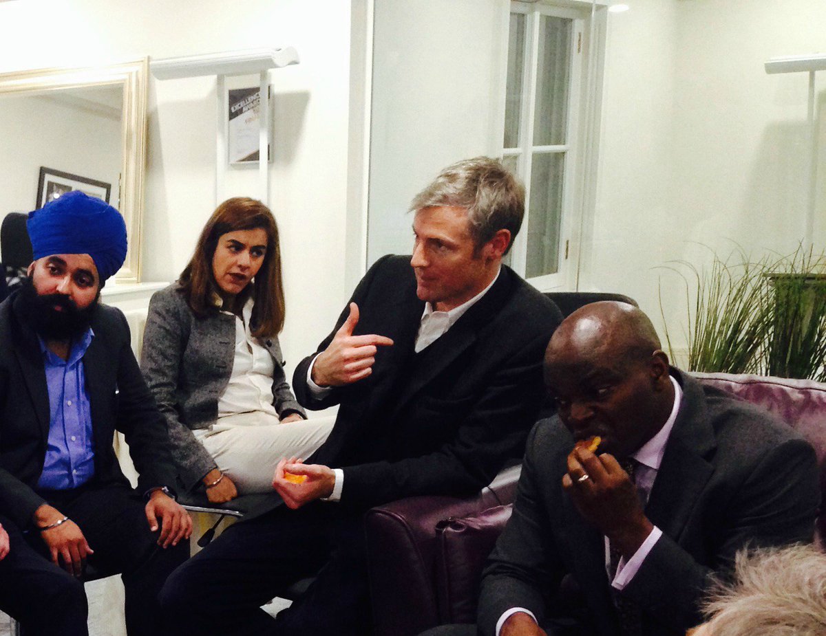 ZacGoldsmith's tweet photo. Useful meeting tonight with GLA candidates, discussing London priorities and how we can build on Boris's successes. https://t.co/V1qCrMs1jz