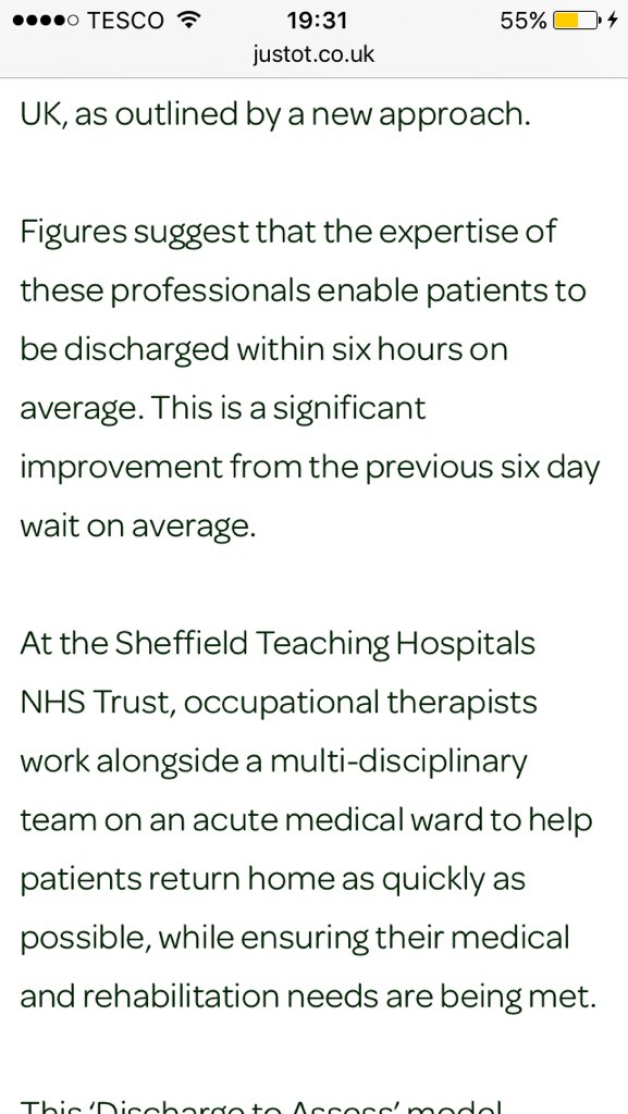 OT_DSW's tweet photo. This is in regards to OT's in an A&amp;E setting where clients are followed up at home after initial needs met #otshu https://t.co/KfJ1dFhqNX