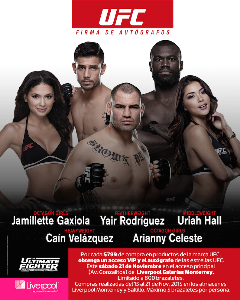 JESSDELAFTE's tweet photo. Ya tienes tu brazalete VIP para recibir el autógrafo 21 Nov #UFCMonterrey @UFCEspanol @Ruby_Gonzalezz #LiverpoolMty https://t.co/9QlUfJf9h0