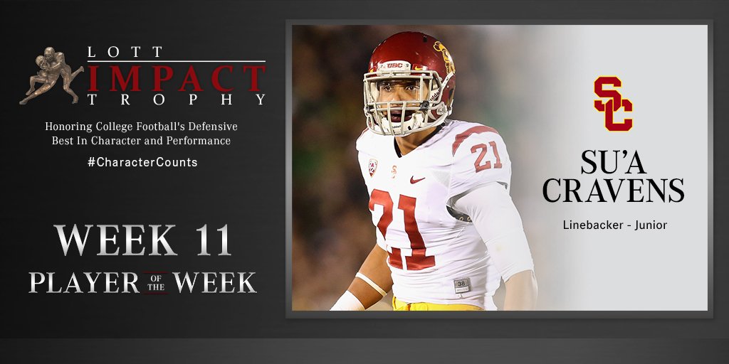 Your Lott IMPACT Player of the Week is <a href="/USC_Athletics/">USC Trojans</a>' @ovo_suu for the 2nd straight week! bit.ly/1kCVczJ