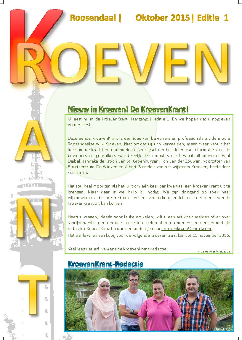AlbertBienefelt's tweet photo. Ja, wie wil in de redactie van de #KroevenKrant? Zie ook de oproep op https://t.co/RQbUjMenhL. RT is mooi! #Kroeven https://t.co/l1qy0baHBT