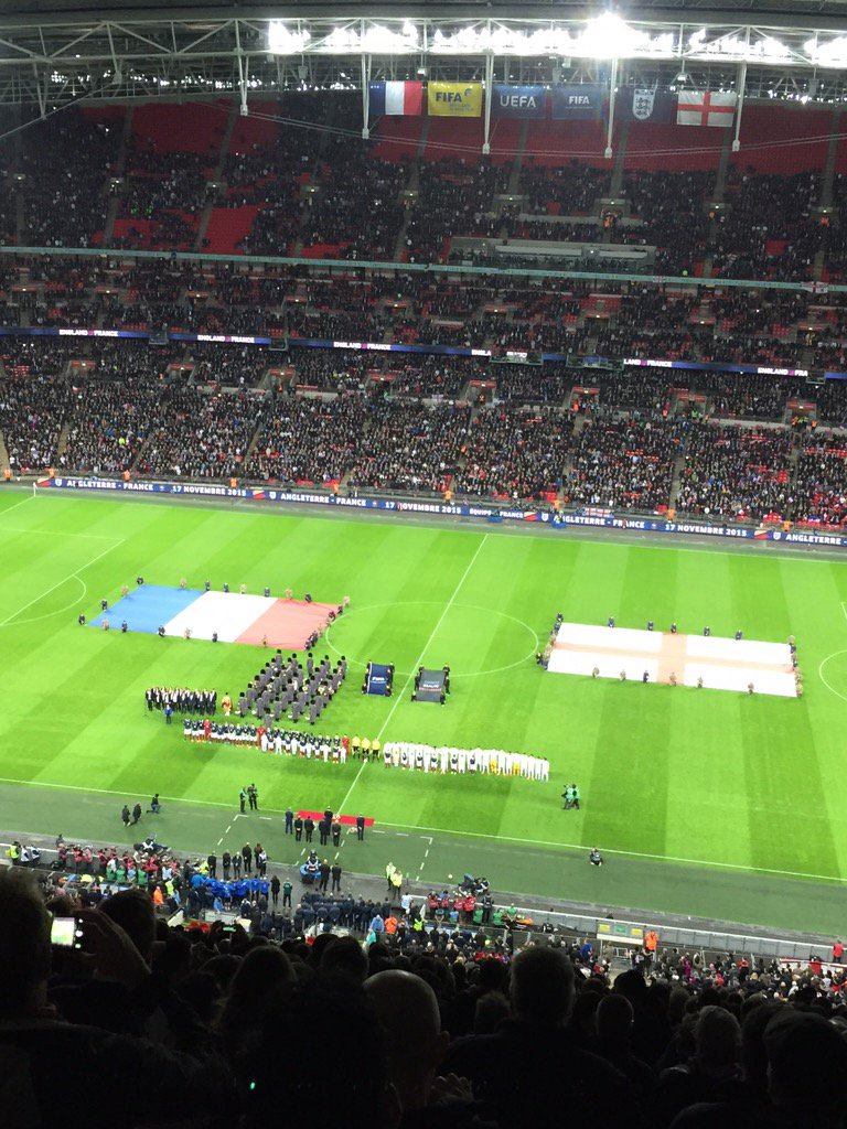 britishfuture's tweet photo. "Marchons, marchons..." Wembley unites to #singforparis https://t.co/YVTtTA91DJ