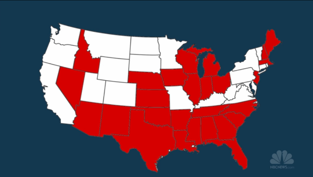 NBCNightlyNews's tweet photo. Of 27 states attempting to block Syrian refugees, all but 5 have previously accepted them. https://t.co/4Z7fpPKpUm https://t.co/e4UPTrVj6d