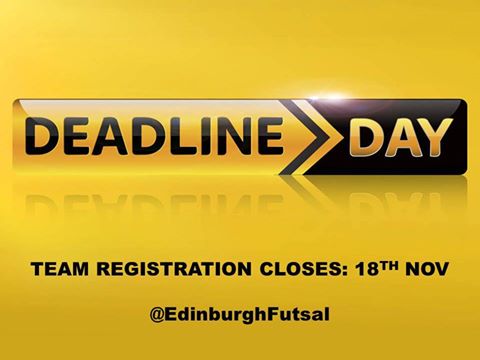 EdinburghFutsal's tweet photo. Less than 24 hours to go #top6 #best5asideleagueinscotland #futsal #2spacesleft #cananyonestopwattcell https://t.co/XkpD2OMWcL