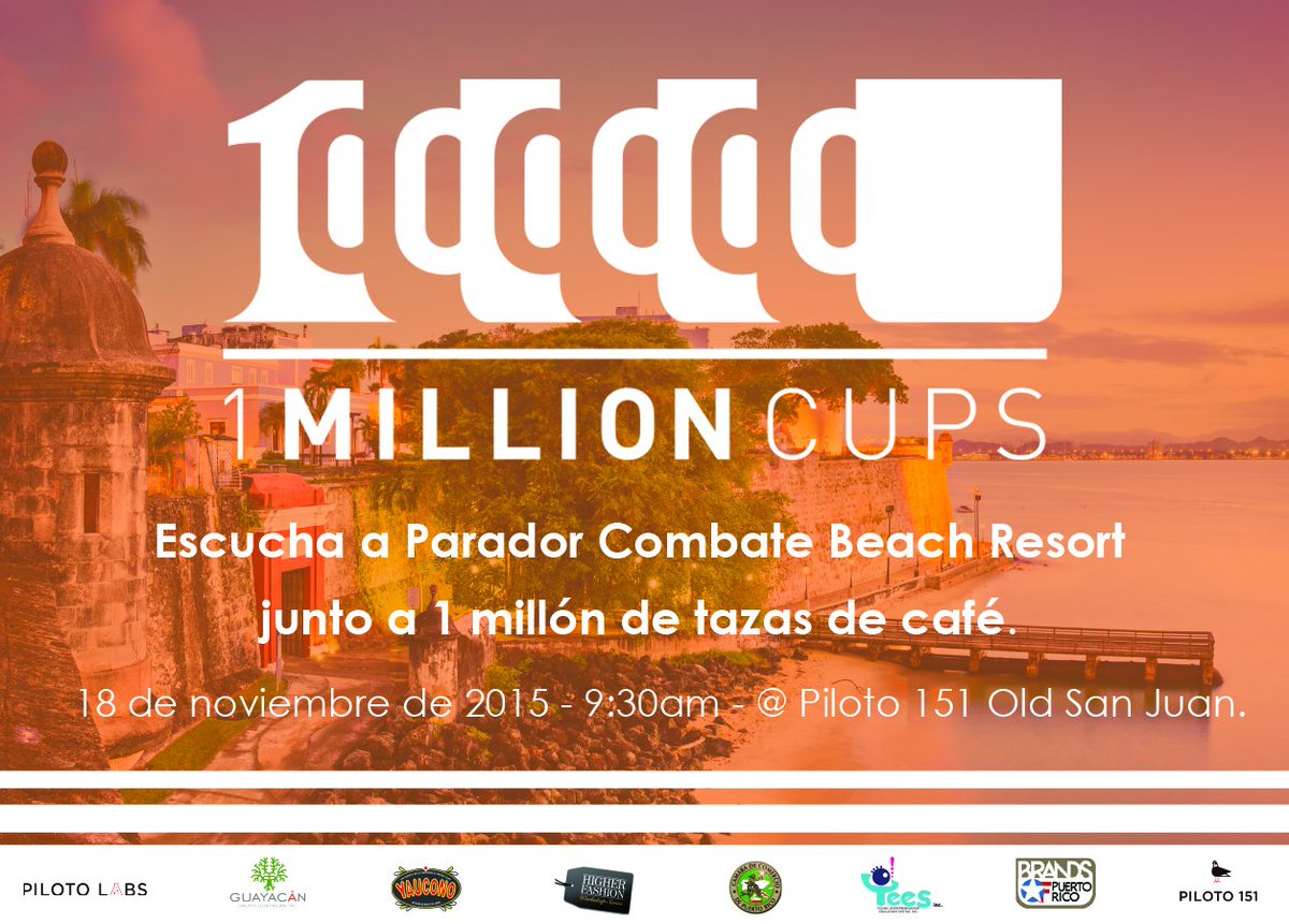 1MillionCupsPR's tweet photo. No se pierdan a #ParadorCombate mañana en el último #1MCPR del año! @pilotolabs @yeespr @BrandsofPR https://t.co/RUoxdmubnK