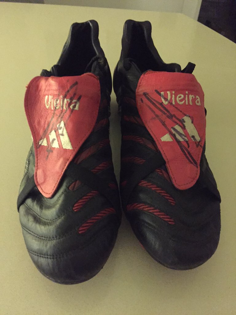 After the Paris killings I would like to auction ex <a href="/Arsenal/">Arsenal</a> player &amp; French legend <a href="/OfficialVieira/">Patrick Vieira</a> boots please RT
