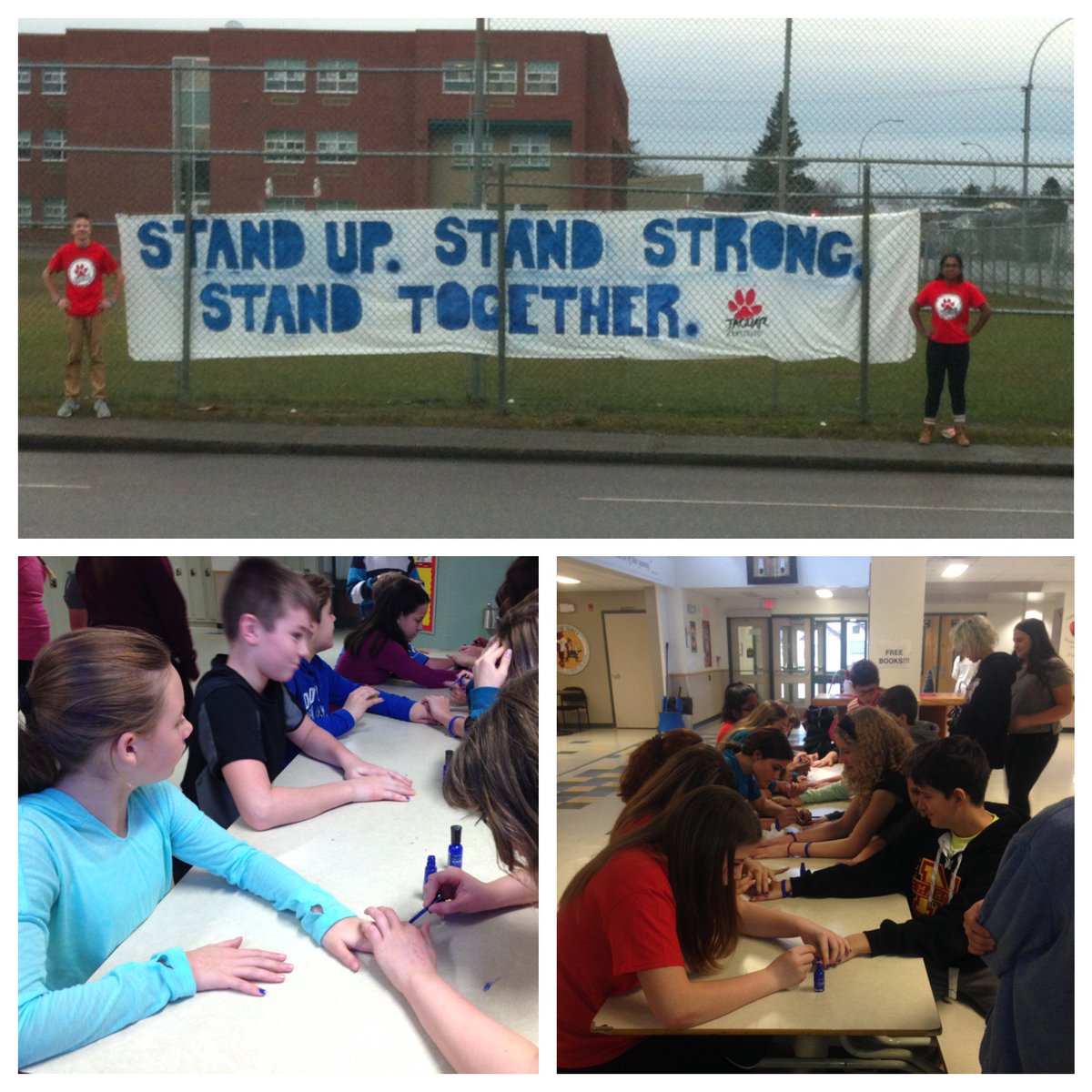 PJP II students and staff Stand Up, Stand Strong, Stand Together against bullying. #bluepinky