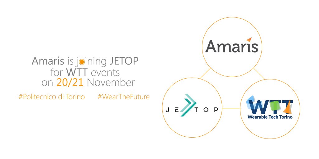 AMARIS_JOBS's tweet photo. We are happy to sponsor @jetopteam who is participating in #WTTorino this week end ! #WearableTech #Torino https://t.co/7kvwayzUZK