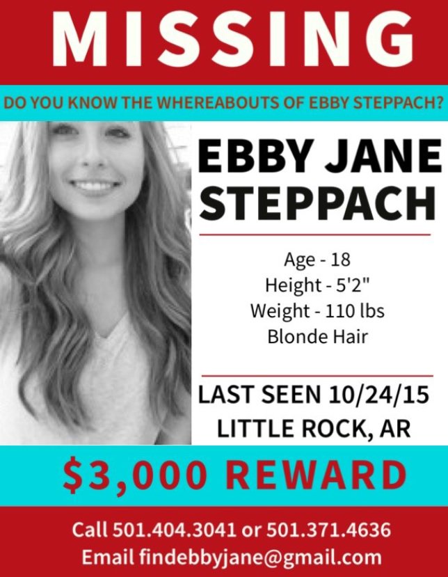 JUST IN: Family of Ebby Steppach offering $3,000 reward for info leading to the current whereabouts of missing teen