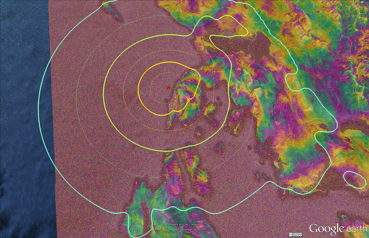 pmar's tweet photo. #Lefkada #quake observed by #Sentinel1 #InSAR: not a piece of art, but parts of butterfly can be observed https://t.co/JWRMxC2ax5