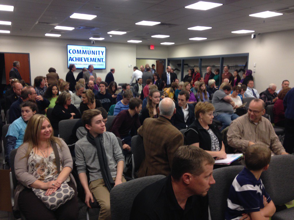 NicholasRMunson's tweet photo. Full house tonight at Wash. Co. Board of Ed - full of students and adults that support the Academic Hub. @Your4State https://t.co/8ng9IN2Aby