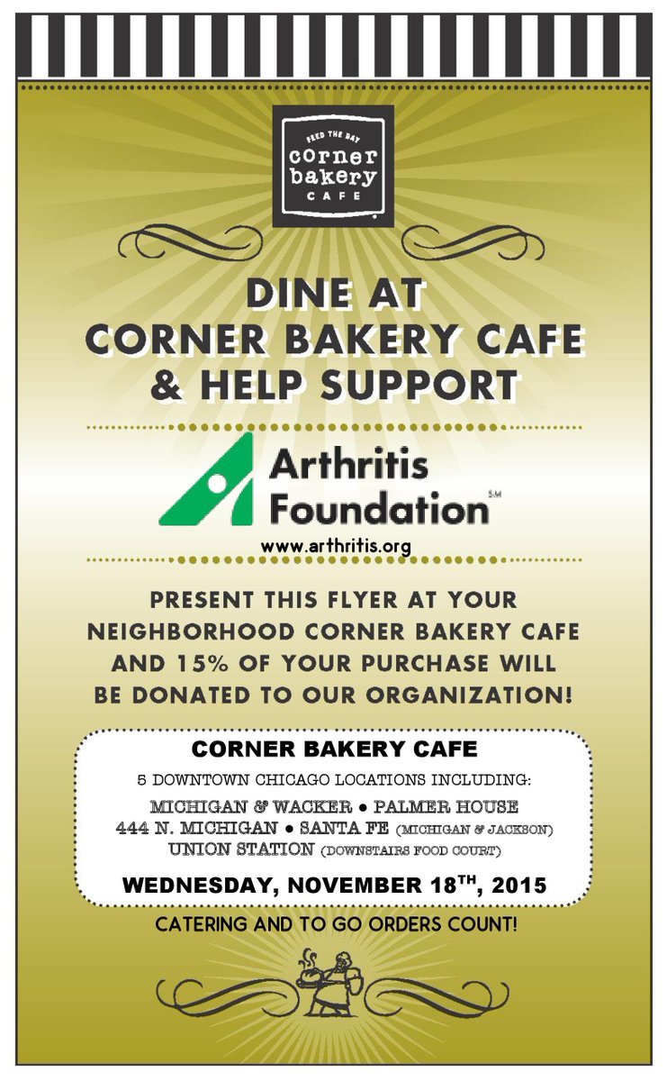 JingleBellRunIL's tweet photo. Make a lunch or dinner date w/ Corner Bakery Cafe tomorrow, Wed 11/18 at 5 locations! 15% of purchase goes to AF! https://t.co/mmX4bCuXm4