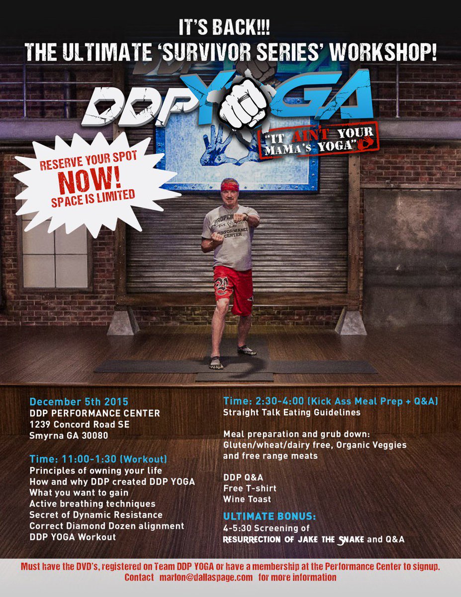 Haven't been to the #DDPYPC or a @DDPYoga workshop yet? Get BOTH in with the Ultimate #DDPY workshop led by @RealDDP