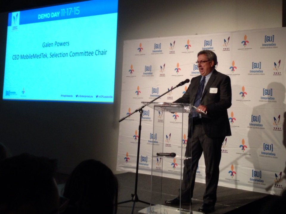 StartupLou's tweet image. .@galenpowers kicking off the Demo Day presentations for the 2015 @VogtAwards. Congrats finalists! #StartupLou