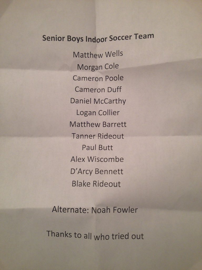 HSH_PE_Dept's tweet photo. Congrats to the following for making the boys indoor soccer team. Practice tomorrow 5:30-6:30. Bring $15 for reg.⚽️ https://t.co/5jQrYehNQQ