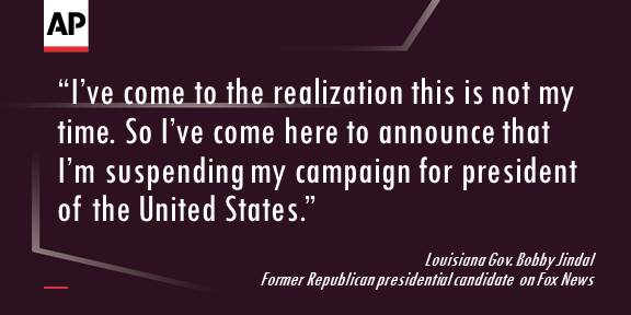 AP_RaceCalls's tweet photo. Bobby Jindal focused his presidential campaign on Iowa, but never won much support there. https://t.co/OXujiv8Cyx https://t.co/LouCz6Zj0J