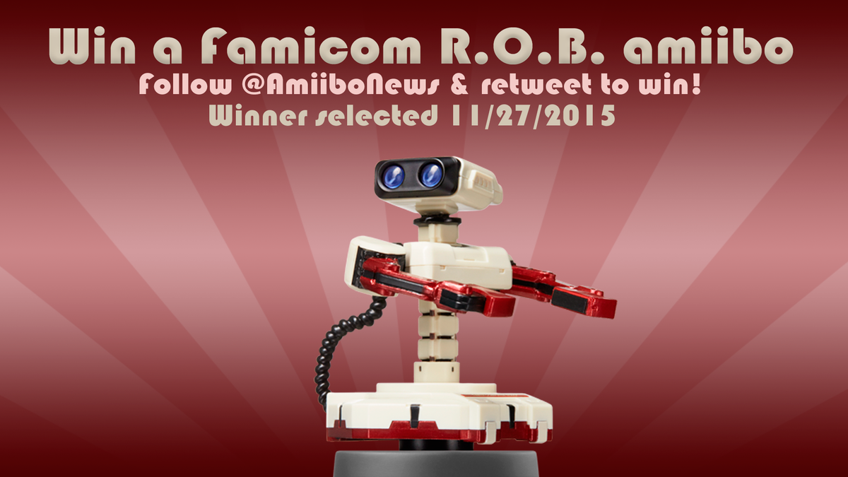 AmiiboNews's tweet photo. Win a Famicom R.O.B. amiibo from Amiibo News. Follow and retweet to enter! Winner selected on 11/27. Good luck! https://t.co/oXMHBQgKGW
