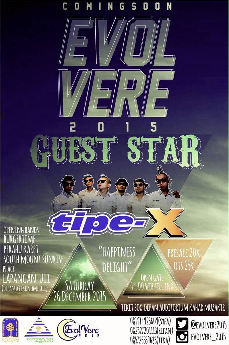 Dec 26,2015 

<a href="/Evolvere2015/">Evolvere_2015</a> w/ <a href="/TipexBand/">Tipe-X</a> <a href="/burgertime_band/">@burgertime_band</a> <a href="/Perahukaret_YK/">PERAHU KARET REGGAE</a> 

At Lapangan UII