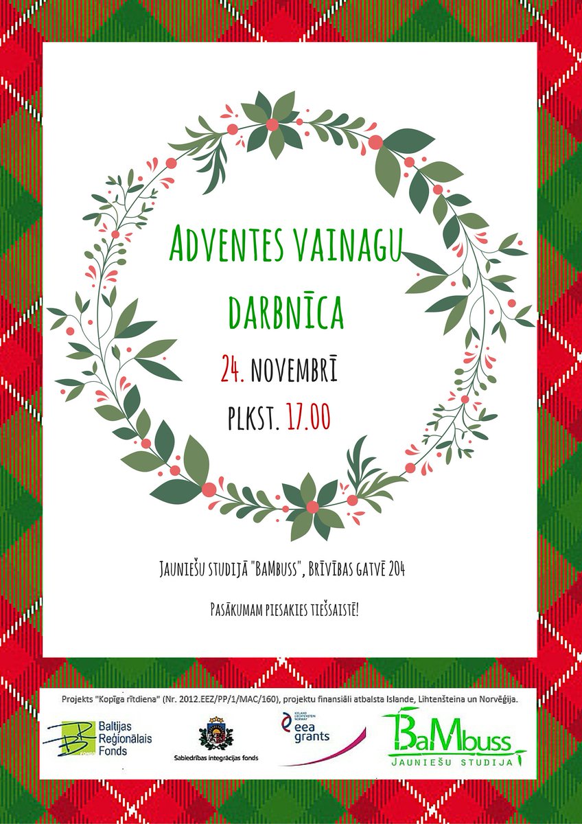 Uzbursim svētku noskaņu Adventes vainagu darbnīcā. Piesakies - ej.uz/azu9