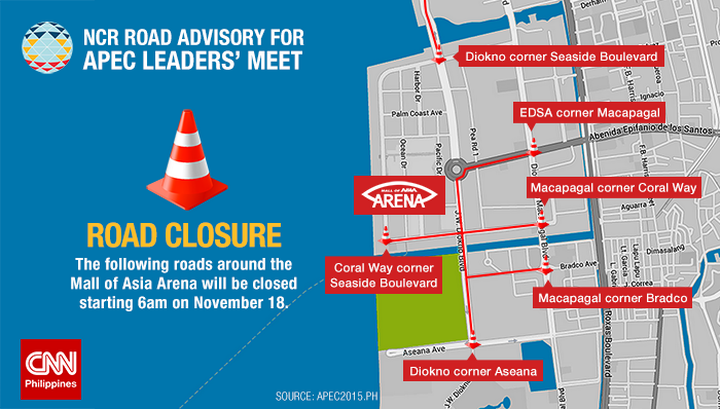 newswatchplusph's tweet photo. Reminder to motorists: roads around the PICC &amp; Mall of Asia are closed starting today. https://t.co/oSizJW57wv https://t.co/aA5aw9Z9kg