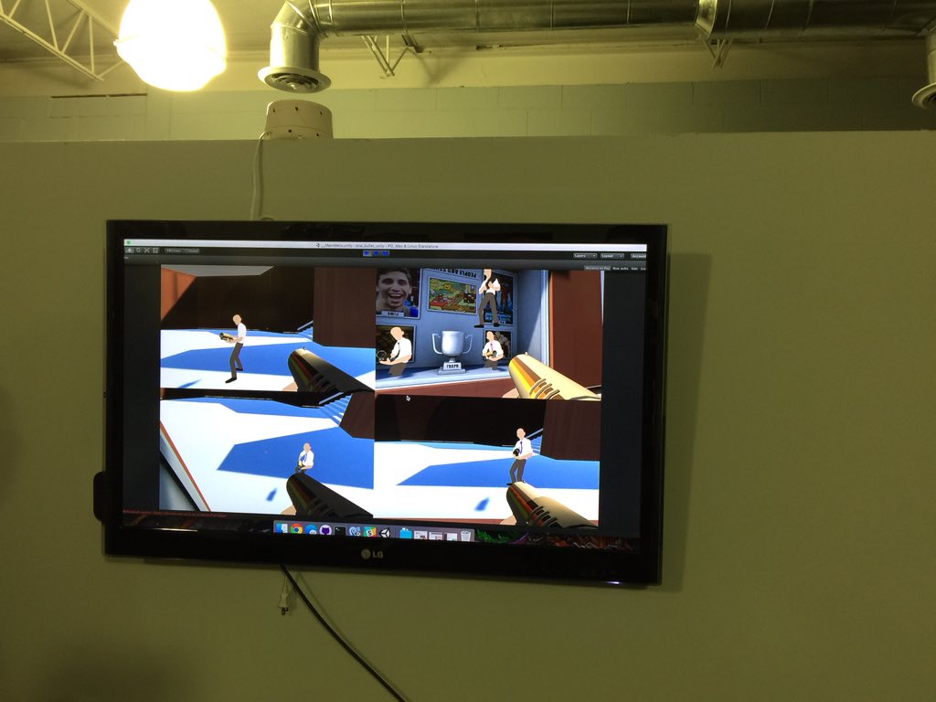 ArtGuyStanley's tweet image. Can you see @PRosset and his beautiful smile while testing #OneBullet #ATLgameDev