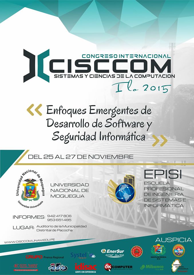 cisccomperu's tweet photo. #CISCCOM Congreso Internacional de Sistemas y Ciencias de la Computación. 
25,26 y 27 de Noviembre https://t.co/9pZTFcxzAL